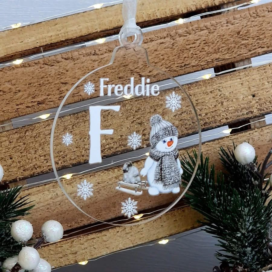 Christmas Acrylic Snowman Baubles.
