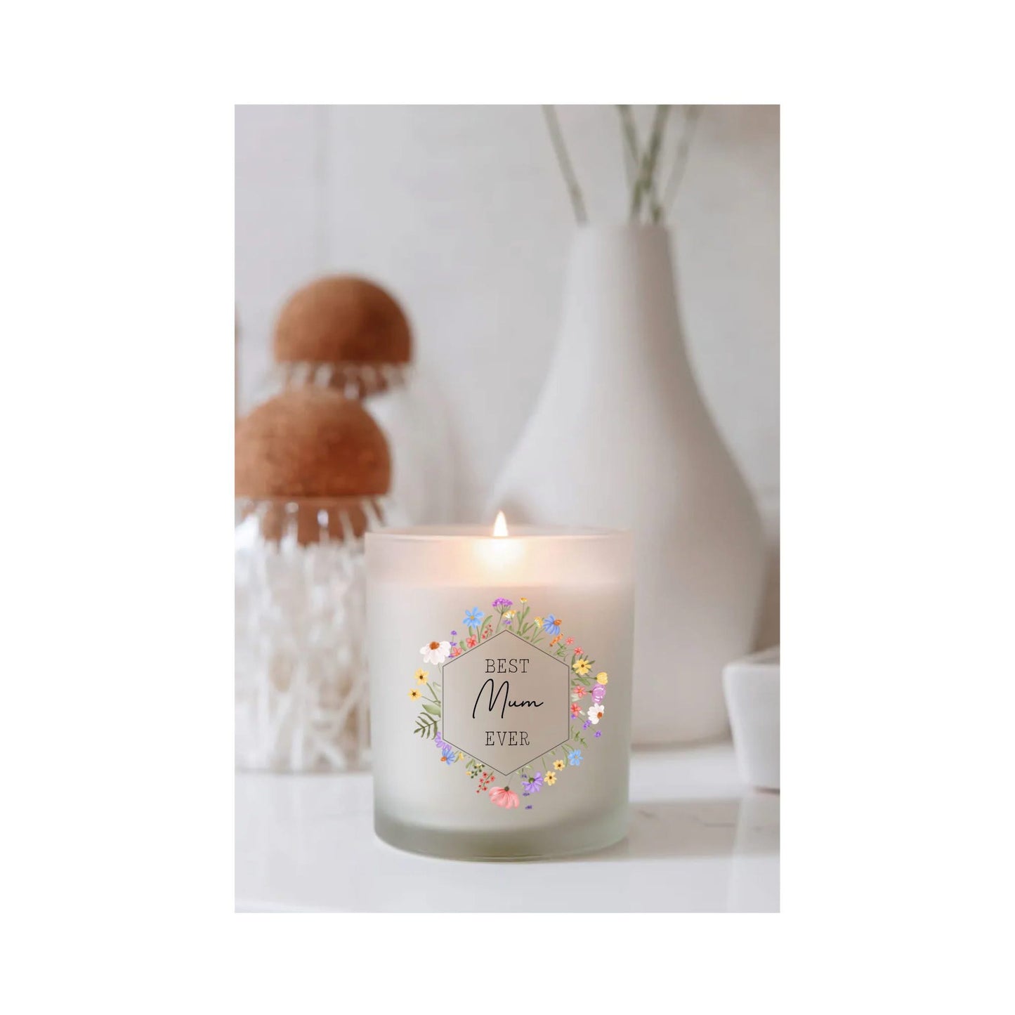 Candle with gift box and matches.