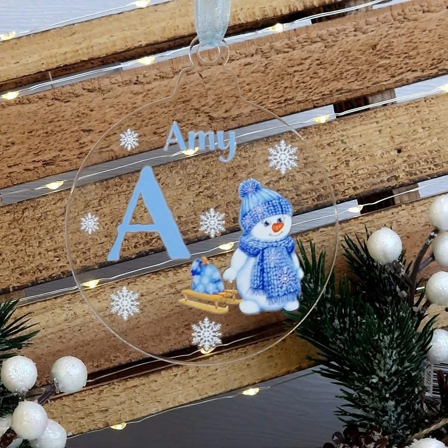 Christmas Acrylic Snowman Baubles.