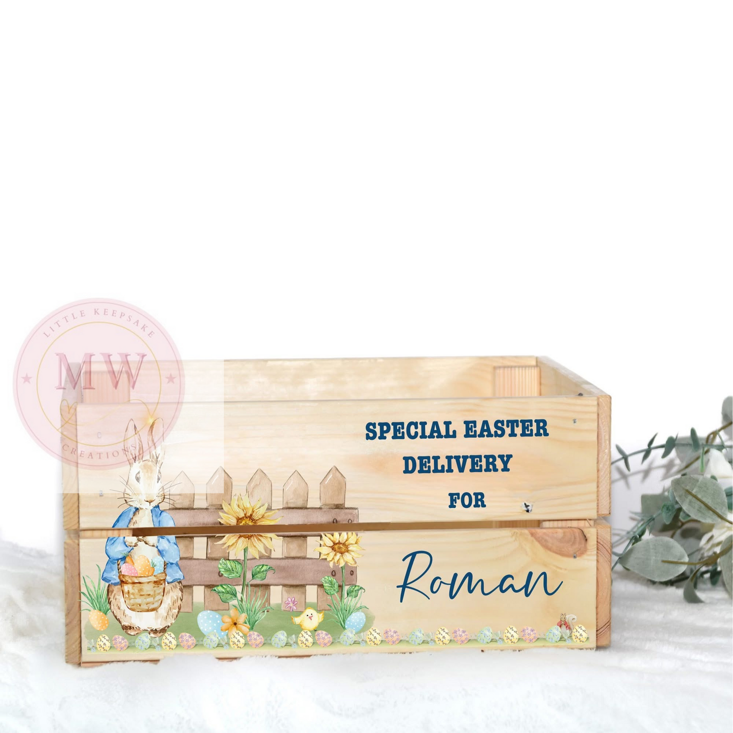 Easter Personalised Wooden Crate