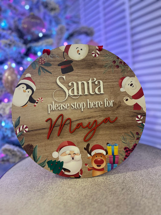 Christmas Plaque Santa Stop Here