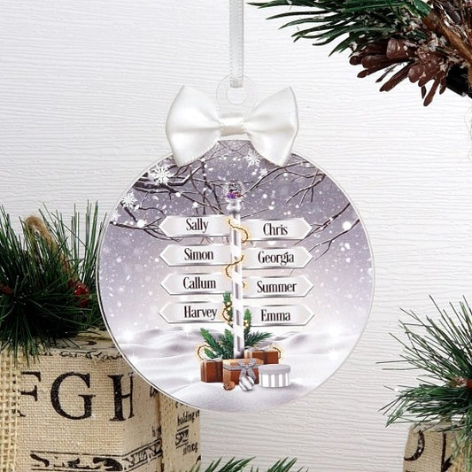 Christmas Bauble White Sign Post.